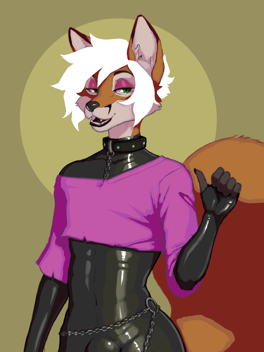 80's_theme absurd_res canid canine chain digital_media_(artwork) fox hi_res invalid_tag latex male mammal portrait solo