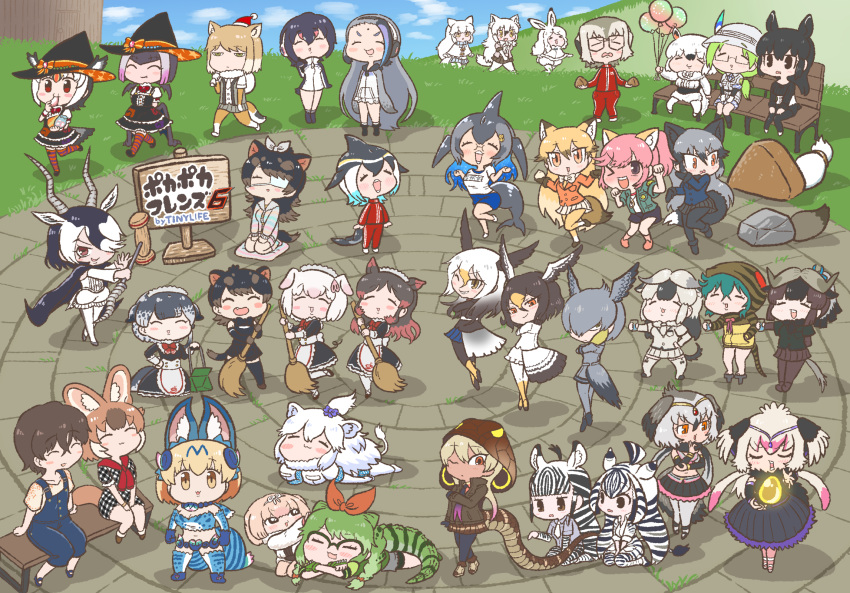 &gt;_o 1other 6+girls ^_^ alternate_costume androgynous animal_ears animal_print anteater_ears anteater_tail antelope_ears antelope_horns apron arctic_fox_(kemono_friends) arctic_hare_(kemono_friends) arctic_wolf_(kemono_friends) atlantic_puffin_(kemono_friends) australian_devil_(kemono_friends) bangs bare_arms bare_legs bat_girl bat_wings bird_tail bird_wings black_eyes black_hair black_wildebeest_(kemono_friends) blackbuck_(kemono_friends) blonde_hair blowhole blue_hair blue_whale_(kemono_friends) blue_wildebeest_(kemono_friends) blush blush_stickers bodystocking bow braid broom brown_hair bunny_ears cape capelet captain_(kemono_friends) cardigan cat_girl chapman's_zebra_(kemono_friends) chibi cleaning closed_eyes closed_mouth collared_cape common_dolphin_(kemono_friends) common_vampire_bat_(kemono_friends) corset counting crocodilian_tail crossed_arms cup day dhole_(kemono_friends) dog_ears dog_girl dog_tail dolphin_tail dorsal_fin dress drinking_glass eating egg enmaided expressionless extra_ears eyebrows_visible_through_hair eyepatch ezo_red_fox_(kemono_friends) fake_animal_ears fingerless_gloves fins food fox_ears fox_girl fox_tail full_body fur_collar geta giant_penguin_(kemono_friends) glasses gloves golden_egg green_eyes green_hair grey_hair grey_shirt grey_shorts hair_between_eyes hair_ornament halloween_costume hand_in_pocket hat hat_bow hat_feather head_fins head_wings headphones headwear_removed helmet highres hippopotamus_(kemono_friends) hippopotamus_ears holding holding_broom holding_cup holding_sack holding_weapon hood hood_up hoodie horns humboldt_penguin_(kemono_friends) jacket japari_symbol kemono_friends kemono_friends_3 king_cobra_(kemono_friends) kneeling kotobuki_(tiny_life) lion_ears lion_girl lion_tail long_hair long_sleeves looking_at_another looking_at_viewer lying maid maid_apron maid_headdress malayan_tapir_(kemono_friends) medical_eyepatch medium_hair meerkat_(kemono_friends) meerkat_ears meerkat_tail midriff mirai_(kemono_friends) multicolored_hair multiple_girls nana_(kemono_friends) narwhal_(kemono_friends) necktie northern_goshawk_(kemono_friends) oinari-sama_(kemono_friends) on_stomach one_eye_closed open_mouth ostrich_(kemono_friends) outdoors outstretched_arm over-rim_eyewear over_shoulder overalls pants pantyhose paw_pose pig_(kemono_friends) pig_ears pig_girl pig_nose pink_hair pith_helmet plains_zebra_(kemono_friends) pocket polearm pose rabbit_girl red_eyes red_hair red_jacket red_pants sack safari_jacket santa_hat scarf seiza semi-rimless_eyewear shirt shoebill_(kemono_friends) shoes short_hair short_sleeves shorts sidelocks silky_anteater_(kemono_friends) silver_fox_(kemono_friends) sitting skirt smile snake_tail southern_tamandua_(kemono_friends) spectacled_caiman_(kemono_friends) spiked_gloves spikes sportswear standing stomach streaked_hair striped striped_hoodie striped_tail t-shirt tail tail_fin tamandua_ears tamandua_tail tapir_ears tasmanian_devil_(kemono_friends) tasmanian_devil_ears tasmanian_devil_tail thighhighs tibetan_sand_fox_(kemono_friends) track_jacket track_pants track_suit transformation tsuchinoko_(kemono_friends) twin_braids twintails vest waist_apron walking weapon whale_tail_(animal_tail) white_hair white_lion_(kemono_friends) wings witch_costume witch_hat wolf_ears wolf_girl wolf_tail yellow_eyes zebra_ears zebra_print zebra_tail zipper |3