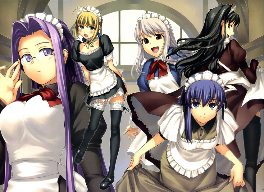 fate/stay_night fomalhaut illyasviel_von_einzbern maid matou_sakura megane rider saber tanaka_shoutarou tohsaka_rin