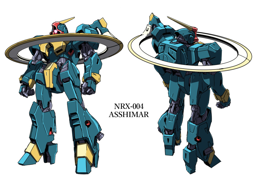 absurdres asshimar character_name clenched_hands glowing glowing_eye gundam highres mecha no_humans one-eyed pink_eyes redesign science_fiction standing teikoku_jokyoku white_background zeta_gundam