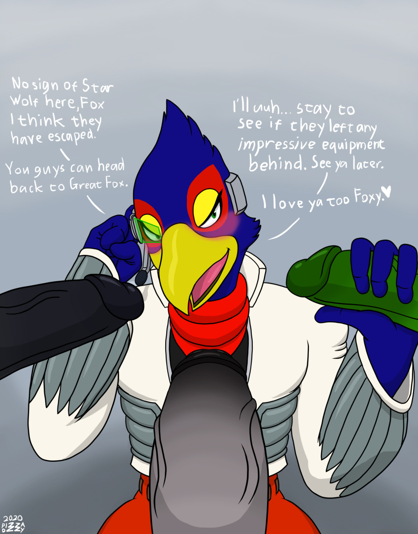 anthro avian big_penis bird falco_lombardi genitals group hand_on_penis hi_res leon_powalski male male/male nintendo panther_caroso penis pizzaozzy_(artist) solo_focus star_fox text video_games wolf_o'donnell