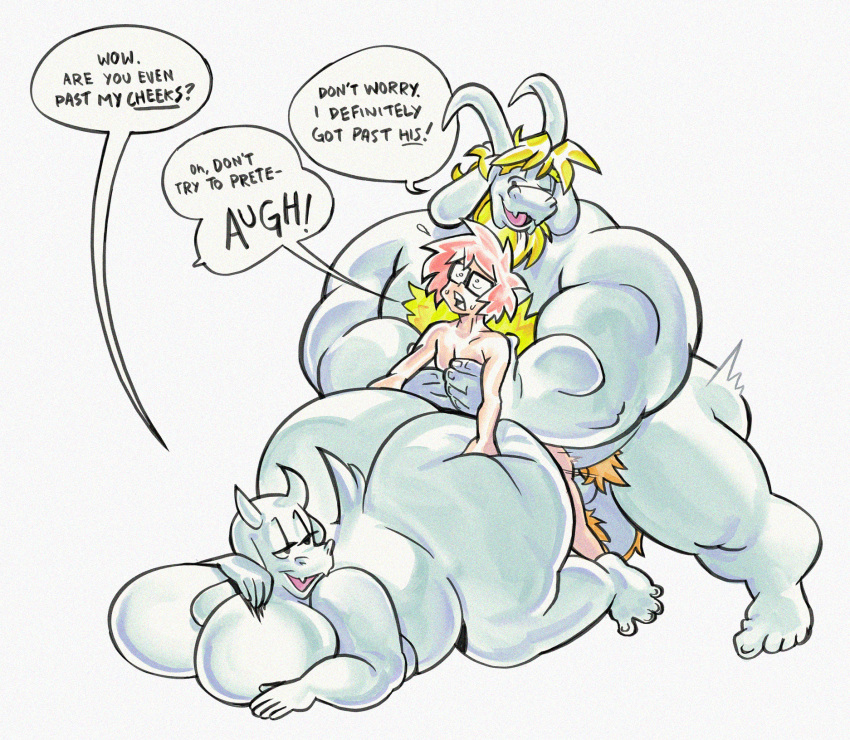 all_fours anthro asgore_dreemurr big_butt bisexual blonde_hair bovid butt caprine dad_bod deltarune doggystyle english_text eyewear fan_character female from_behind_position fur glasses goat group group_sex hair hi_res horn horned_humanoid human human_on_anthro humanoid humiliation interspecies justin_hardly_(oc) male male/female male/male mammal monster nondelismell questionable_consent sex size_difference small_penis_humiliation surprise_buttsex surprise_sex tagme teasing text threesome toriel undertale video_games white_body white_fur