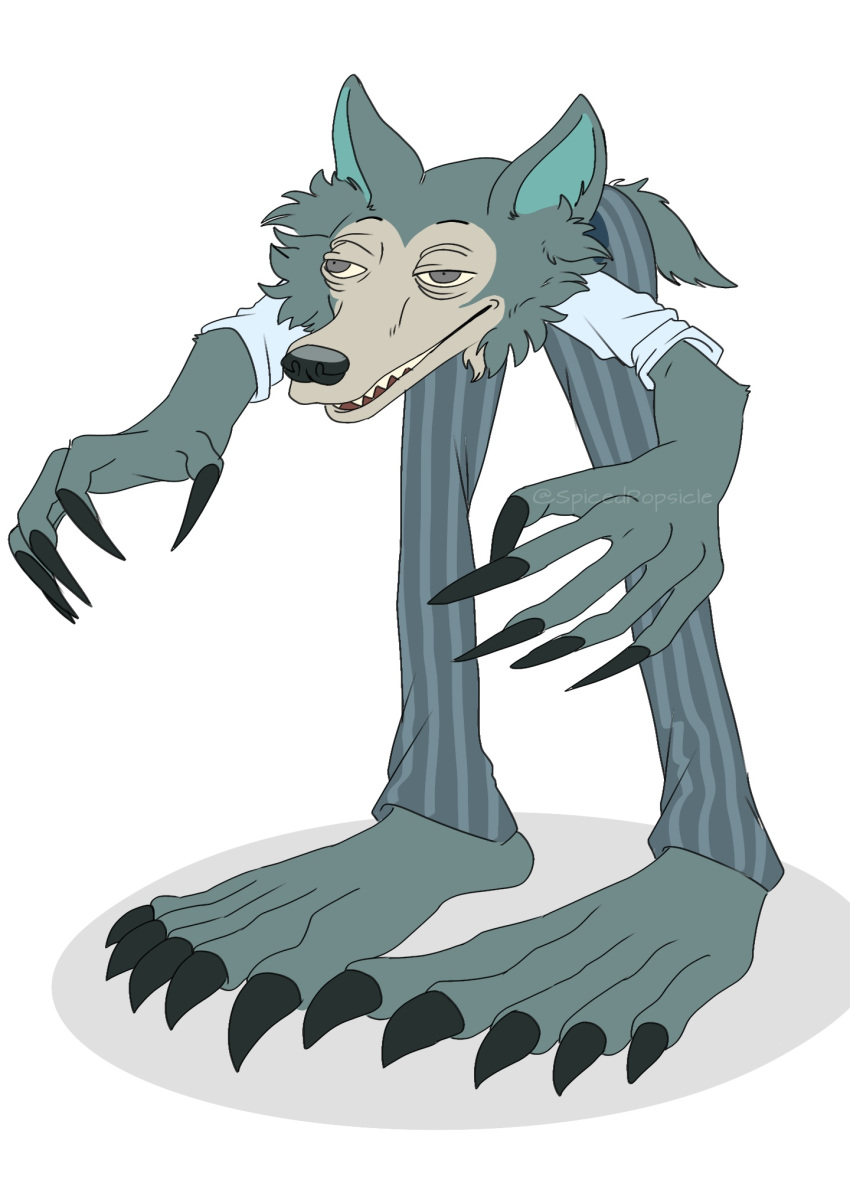 5_fingers beastars canid canine canis claws clothed clothing cursed_image electronic_arts fingers hi_res humor legoshi_(beastars) male mammal maxis_(ea) monster nightmare_fuel simple_background solo spicedpopsicle spore_(game) video_games watermark what where_is_your_god_now wolf