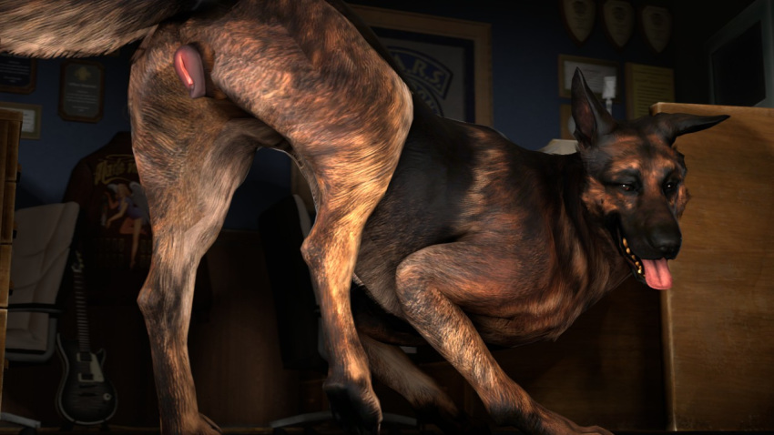 16:9 2019 3d_(artwork) anatomically_correct animal_genitalia animal_pussy bethesda_softworks canid canine canine_pussy canis capcom digital_media_(artwork) dogmeat domestic_dog fallout female feral genitals german german_shepherd herding_dog looking_at_viewer mammal open_mouth pastoral_dog police pussy resident resident_evil shepherd slapstick70 solo source source_filmmaker star station video_games widescreen