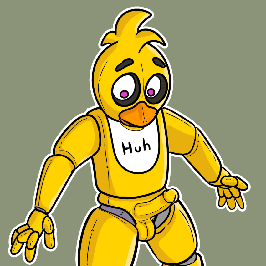 1:1 avian balls bird chica_(fnaf) chicken crisis-omega five_nights_at_freddy's galliform gallus_(genus) genitals gynomorph hi_res intersex penis phasianid purple_eyes solo video_games