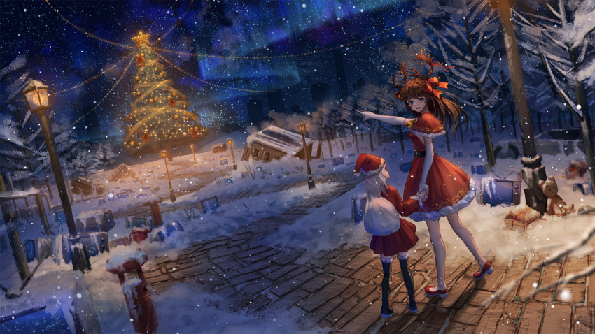 2girls christmas dress ji_dao_ji original snow tree winter