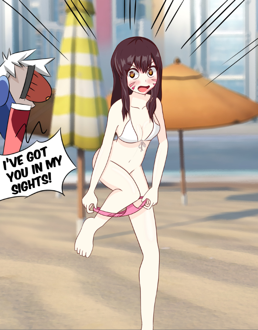 bikini d.va embarrassed enf overwatch soldier:_76 swimsuit