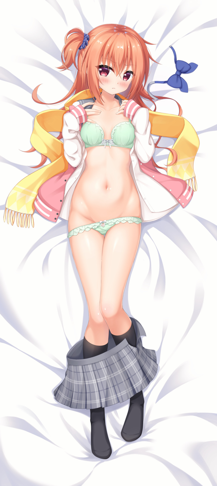 7fuji_06 bra dakimakura inaba_meguru open_shirt pantsu sanoba_witch seifuku yuzu-soft