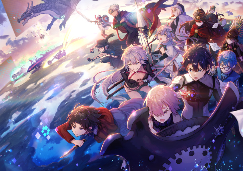 6+boys 6+girls absurdres achilles_(fate) ahoge amakusa_shirou_(fate) artoria_pendragon_(all) bangs bikini black_hair black_swimsuit blonde_hair blue_eyes blue_hair breasts brother_and_sister brown_hair cape chacha_(fate/grand_order) chaldea_combat_uniform character_request chicken_leg dagger dark_skin dark_skinned_male dragon dragon_horns dragon_tail edmond_dantes_(fate/grand_order) elizabeth_bathory_(brave)_(fate) elizabeth_bathory_(fate)_(all) eyebrows_visible_through_hair fate/grand_order fate_(series) food fujimaru_ritsuka_(male) glasses gloves ground_vehicle hair_over_one_eye hans_christian_andersen_(fate) hat headpiece helmet highres holding horns huge_filesize jacket japanese_clothes jeanne_d'arc_(alter_swimsuit_berserker) jeanne_d'arc_(fate)_(all) jeanne_d'arc_alter_santa_lily kimono knife lance long_hair long_sleeves looking_at_viewer mash_kyrielight military military_uniform monte_cristo_selection motor_vehicle motorcycle mouth_hold multiple_boys multiple_girls obi oda_nobukatsu_(fate/grand_order) oda_nobunaga_(fate) oda_nobunaga_(fate)_(all) open_mouth oryou_(fate) outdoors peaked_cap pink_hair pointy_ears polearm ponytail purple_eyes red_bikini red_eyes red_jacket ryougi_shiki sack sakamoto_ryouma_(fate) sakata_kintoki_(fate/grand_order) sakata_kintoki_rider_(fate/grand_order) santa_alter santa_hat sash shield short_hair siblings sidelocks sieg_(fate/apocrypha) silver_hair small_breasts smile sunglasses swimsuit sword tail tuze111 uniform water weapon white_hair yellow_eyes