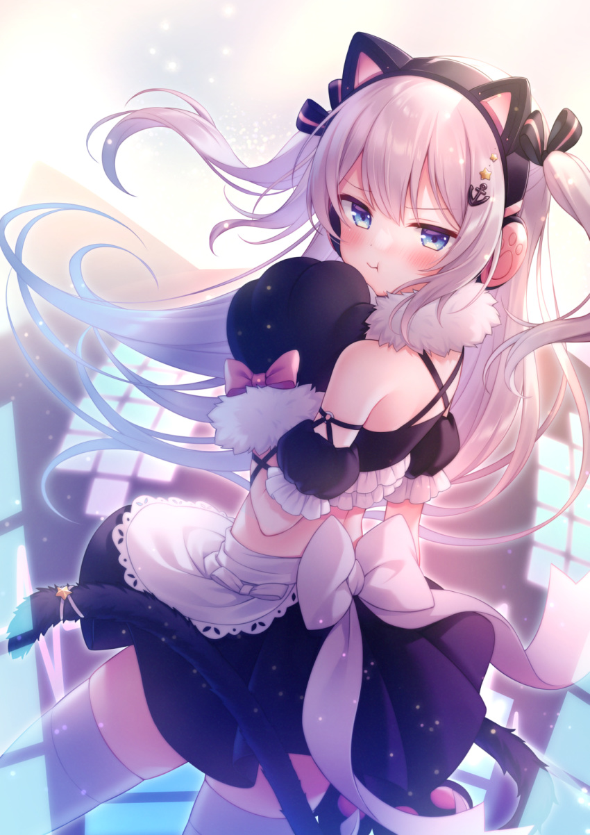 amene_kurumi animal_ears azur_lane hammann_(azur_lane) maid nekomimi tail thighhighs