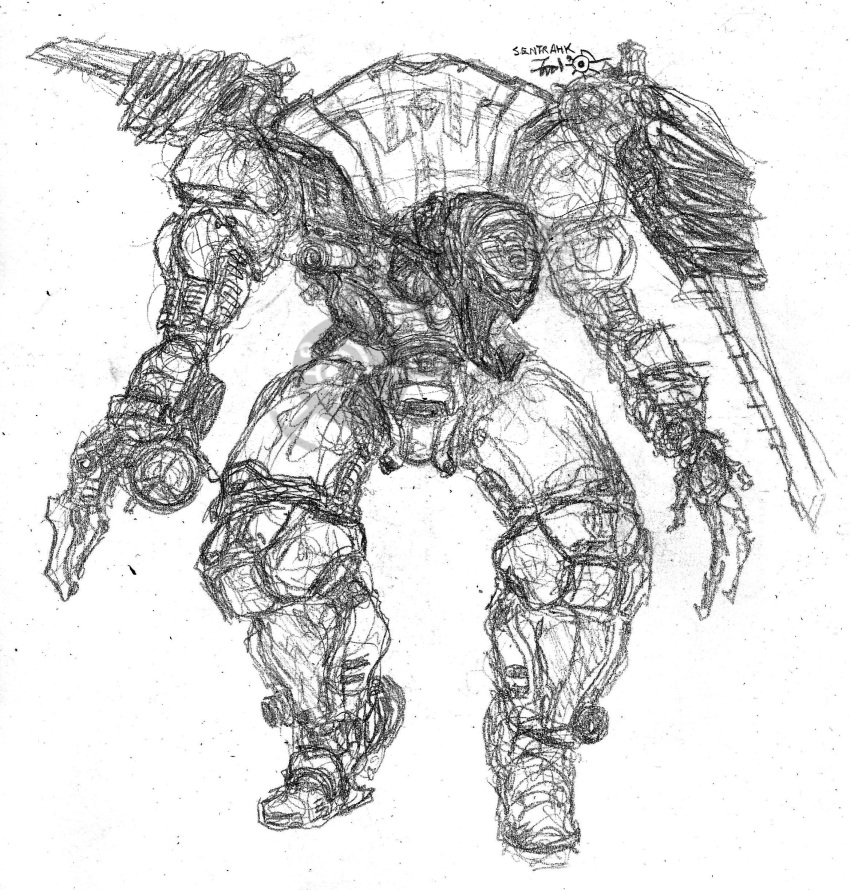 4_fingers absurd_res ambiguous_gender armor bionicle biped blade_arm cannon claws english_text fingers graphite_(artwork) greyscale hi_res humanoid hunched_over lego machine melee_weapon monochrome muscular muscular_ambiguous muscular_humanoid not_furry open_mouth pencil_(artwork) polearm ranged_weapon robot sentrakh_(bionicle) simple_background solo standing text that1cactus traditional_media_(artwork) weapon weapon_arm weapon_on_shoulder white_background