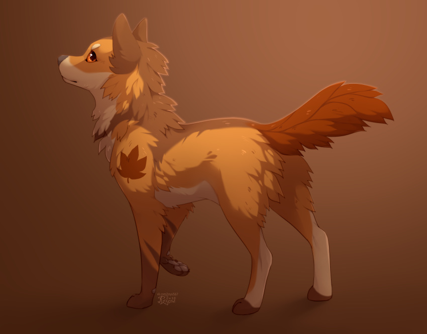 2018 ambiguous_gender canid canine digital_media_(artwork) feral fur hi_res mammal orange_body orange_fur paws reysi simple_background solo