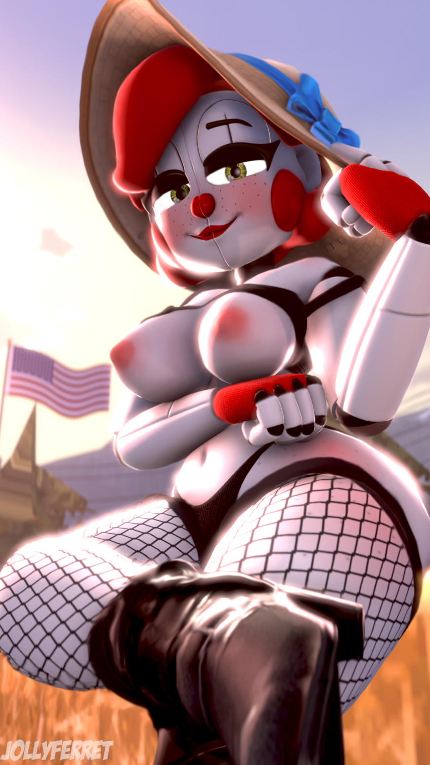 9:16 animatronic baby_(fnafsl) big_breasts big_butt boots bra breasts butt circus_baby_(fnaf) clothing country countryside female five_nights_at_freddy's footwear hair hat hay headgear headwear hi_res huge_breasts huge_butt humanoid jollyferret legwear machine outside panties red_hair robot robot_humanoid sister_location smile smiling_at_viewer smirk solo stars_and_stripes stockings sun teasing thick_thighs underwear united_states_of_america video_games white_body white_skin yellow_eyes