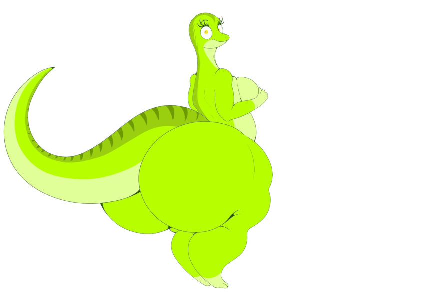 anthro big_breasts big_butt breasts butt female hi_res huge_butt hyper hyper_butt lizard mirroidal non-mammal_breasts nude reptile scalie simple_background solo thick_thighs white_background