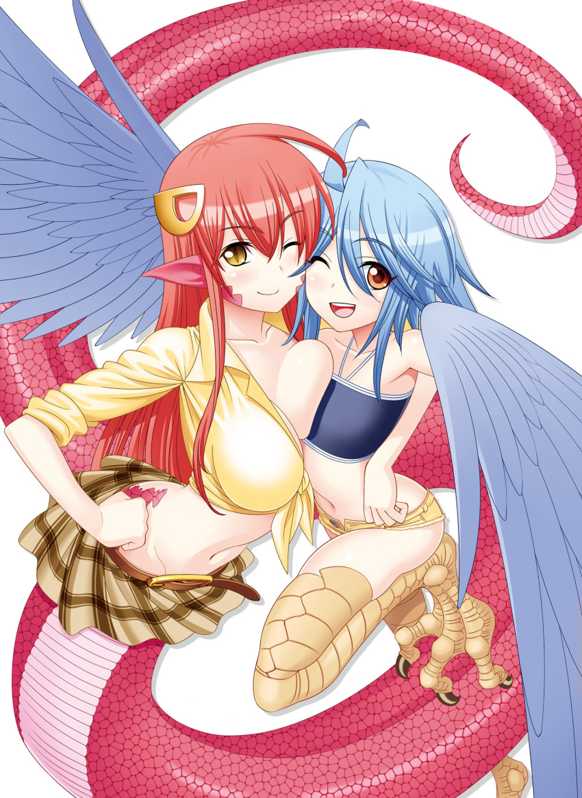 cleavage miia_(monster_musume) monster_girl monster_musume_no_iru_nichijou okayado papi pointy_ears tail wings