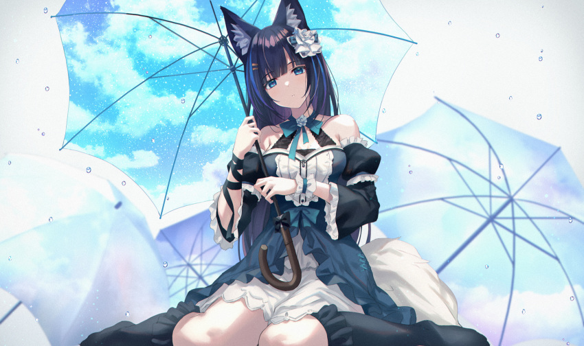 animal_ears fukai_ryousuke tagme tail umbrella