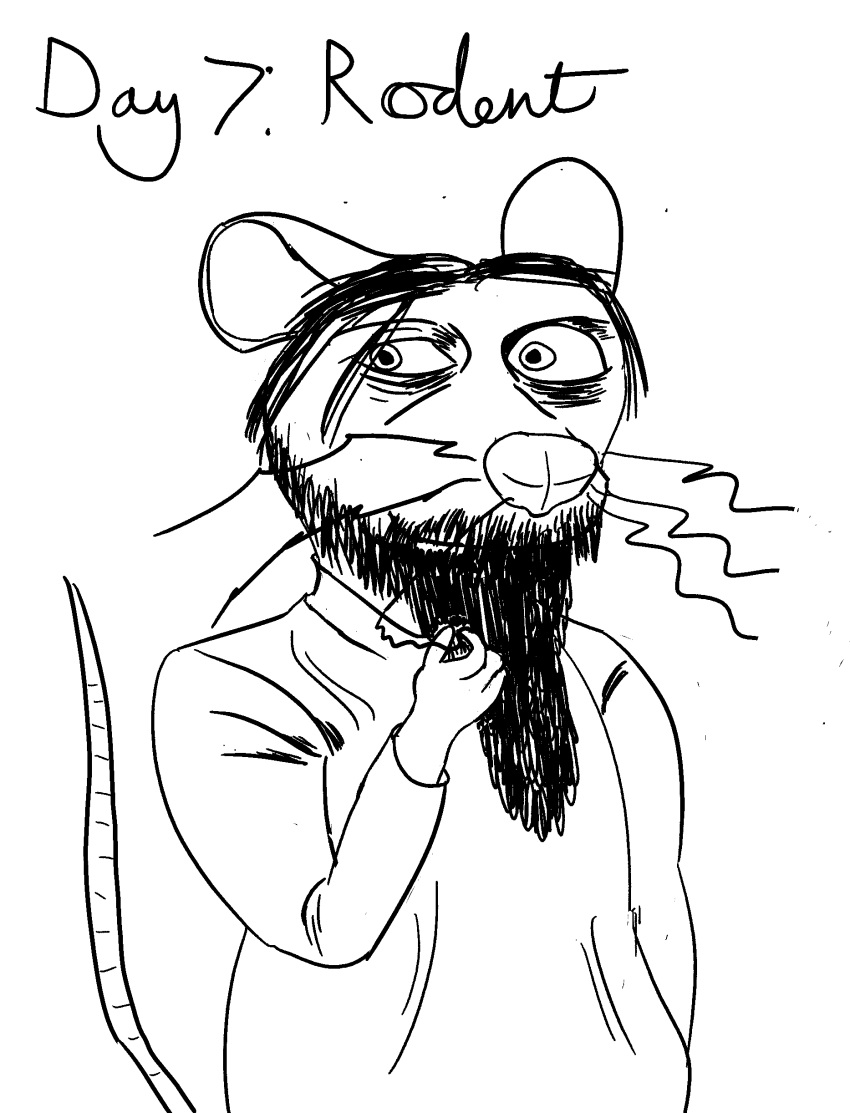 absurd_res anthro beard evil_eyes facial_hair hair hi_res historical j_shute male mammal monochrome murid murine priest rasputin rat rodent solo whiskers