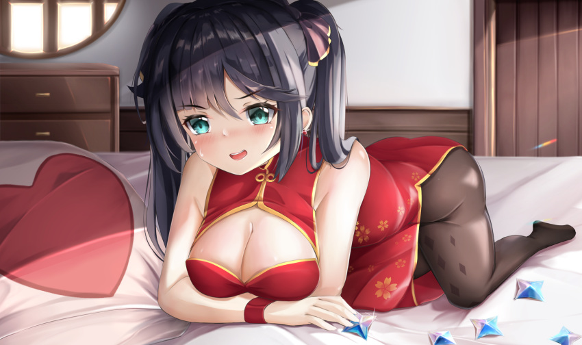 chinadress cleavage genshin_impact mctom mona_(genshin_impact) pantyhose