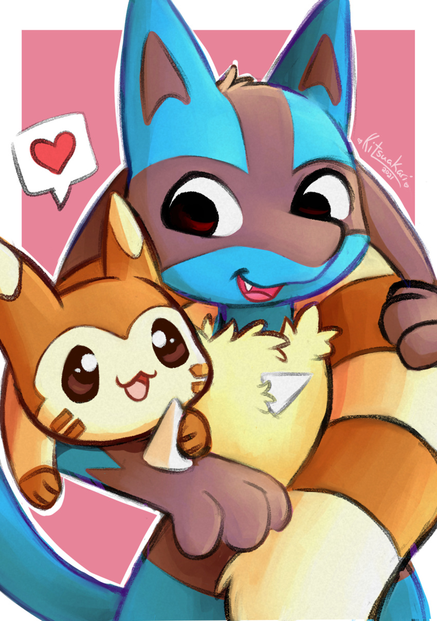 &lt;3 anime cuddling fan_character furret gaming hi_res lucario nintendo pkmnfanart pok&eacute;mon pok&eacute;mon_(species) pokemonart pokemonfanart video_games