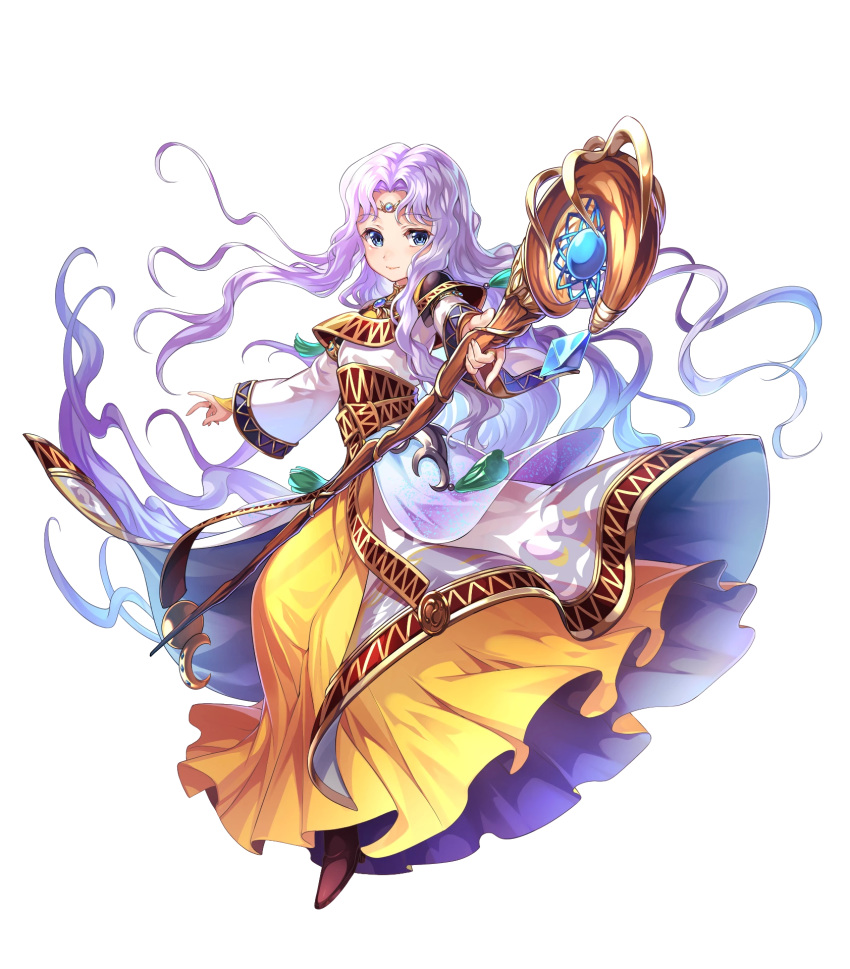 1girl bangs blue_eyes bracelet chachie circlet dress eyebrows_visible_through_hair fire_emblem fire_emblem:_thracia_776 fire_emblem_heroes full_body highres jewelry long_dress long_hair long_sleeves official_art pink_hair sara_(fire_emblem) solo transparent_background wide_sleeves