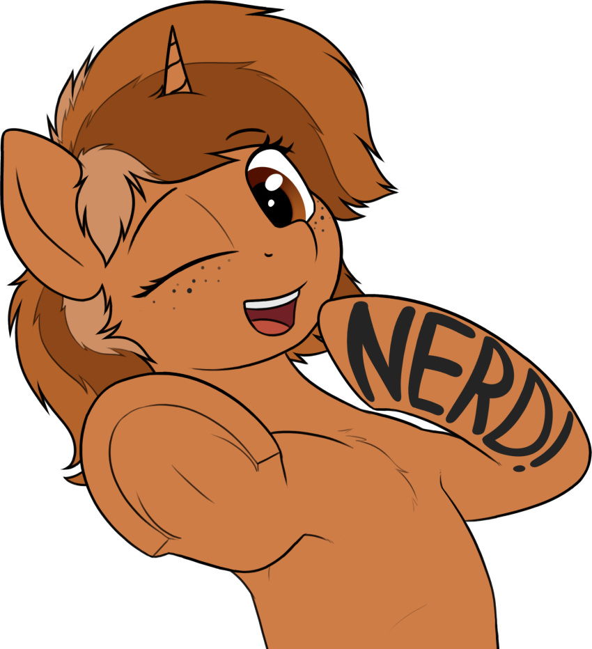 2020 alpha_channel body_writing brown_body brown_fur digital_media_(artwork) english_text equid equine fan_character female feral freckles friendship_is_magic fur gesture hasbro hi_res hooves horn horse looking_at_viewer mammal my_little_pony pointing pointing_at_self pointing_at_viewer pony sign_(character) simple_background smile solo text transparent_background unicorn zippysqrl