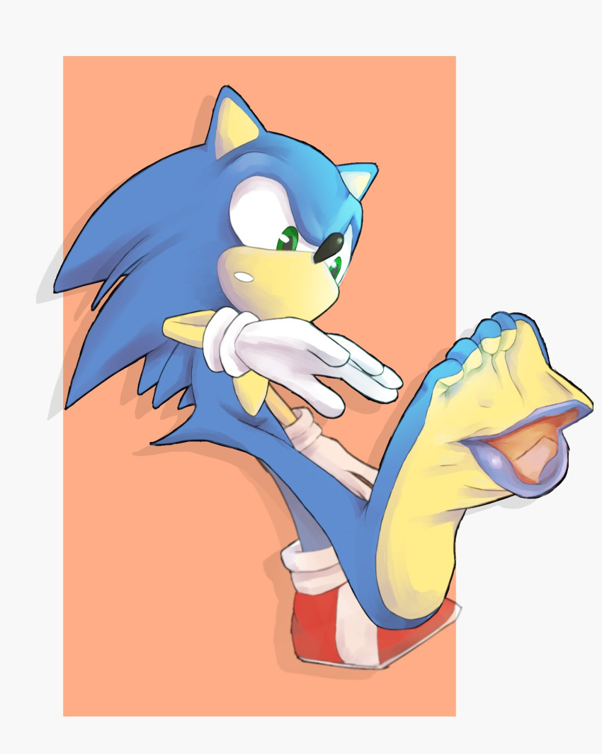 2020 4:5 5_fingers 5_toes anthro barefoot body_horror clothing digital_media_(artwork) eulipotyphlan feet fingers footwear gloves green_eyes handwear hedgehog hi_res humanoid_feet lips mammal pogchamp shoes simple_background solo sonic_the_hedgehog sonic_the_hedgehog_(series) stormyorha toes what where_is_your_god_now white_background