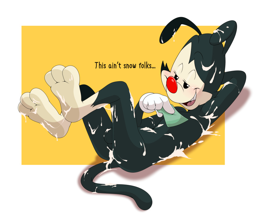 animaniacs anthro balls bodily_fluids cum cum_everywhere enookie genital_fluids genitals hi_res male mammal messy nude solo warner_brothers yakko_warner