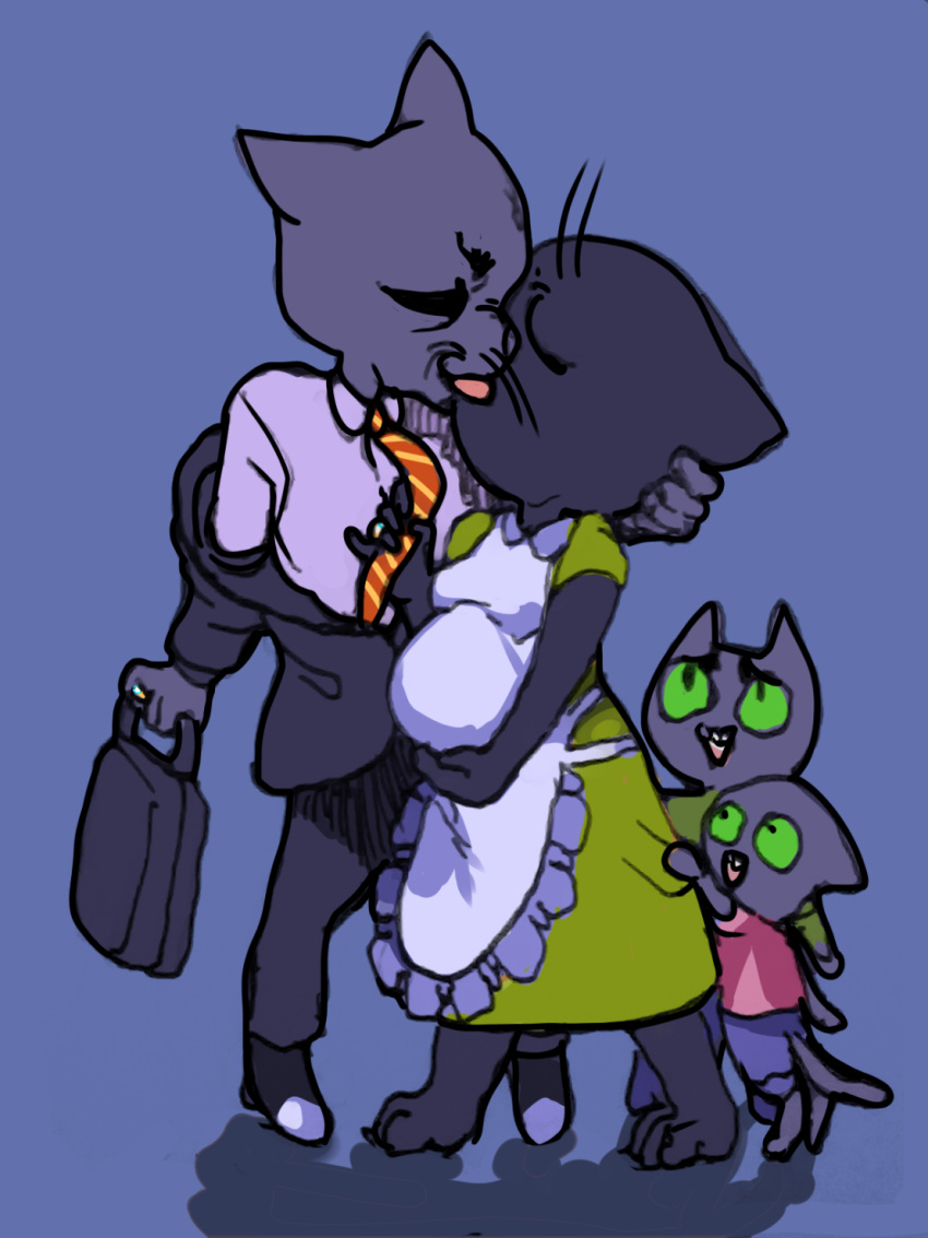 anthro cartoon_network clothed clothing deathheadmoth00 domestic_cat family father father_and_child felid feline felis female group hi_res incest_(lore) kissing male mammal mao_mao:_heroes_of_pure_heart mother mother_and_child necktie parent parent_and_child sheriff_mao_mao_mao shin_mao suit