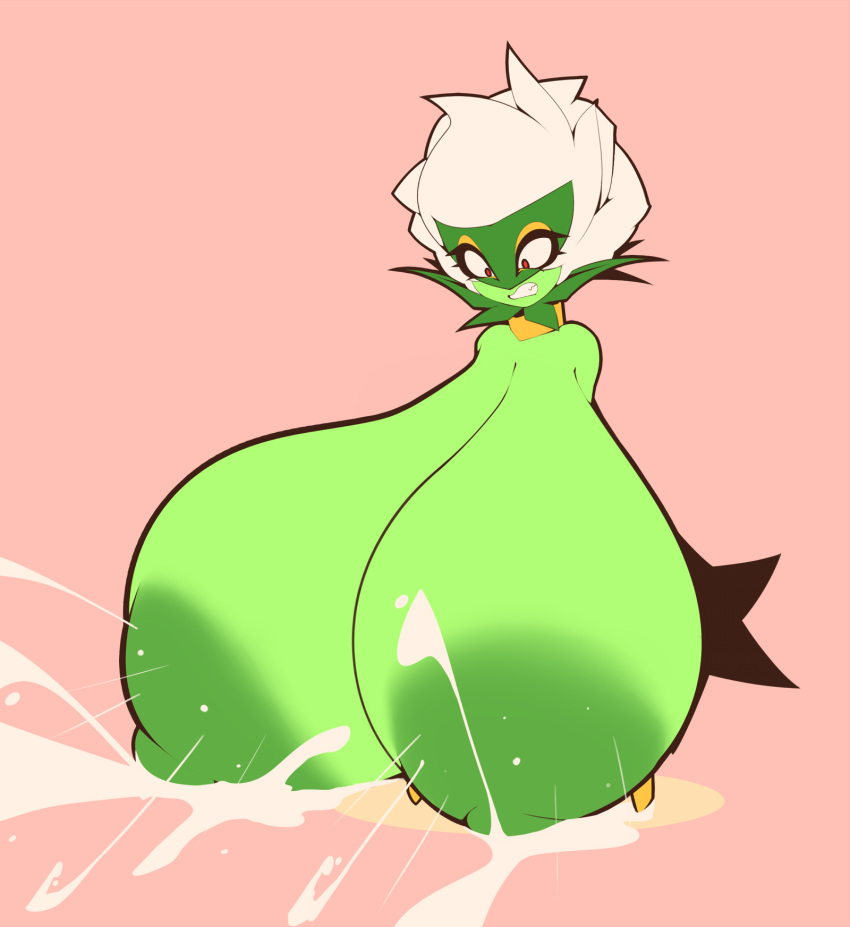 big_breasts bodily_fluids breast_expansion breasts cape clenched_teeth clothing elemental_creature elemental_humanoid expansion female flora_fauna green_body green_nipples green_skin hi_res huge_breasts humanoid hyper hyper_breasts lactating nintendo nipples not_furry plant plant_humanoid plantpenetrator pok&eacute;mon pok&eacute;mon_(species) roserade short_stack solo teeth video_games