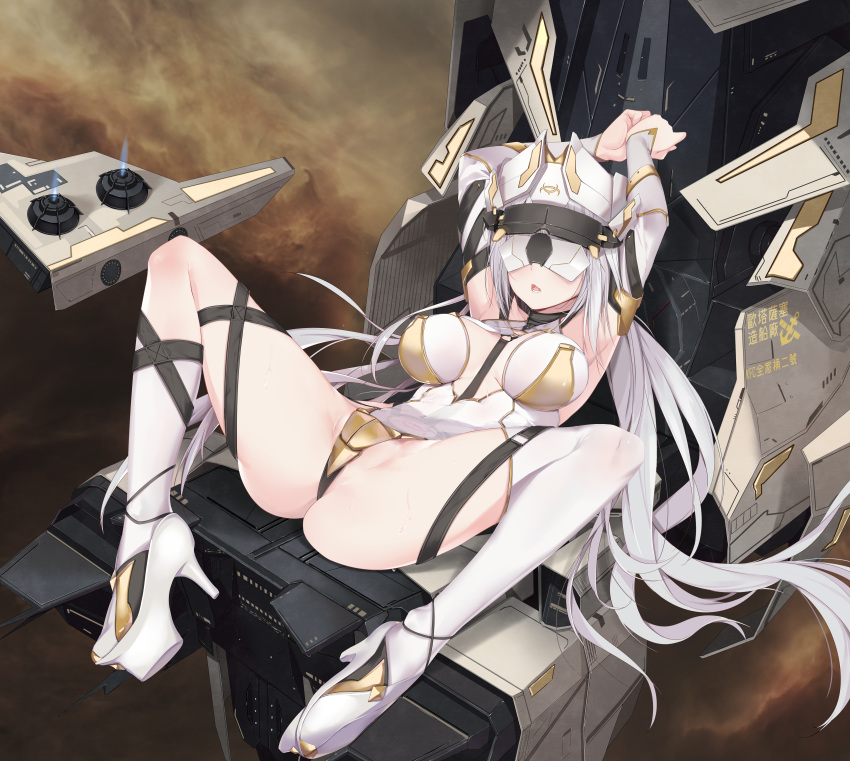 anthropomorphization bad-old-driver heels leotard mecha see_through tagme tattoo thighhighs