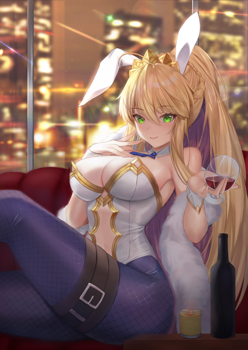 $hu animal_ears artoria_pendragon_(lancer_alter) bunny_ears bunny_girl fate/grand_order fishnets garter no_bra pantyhose