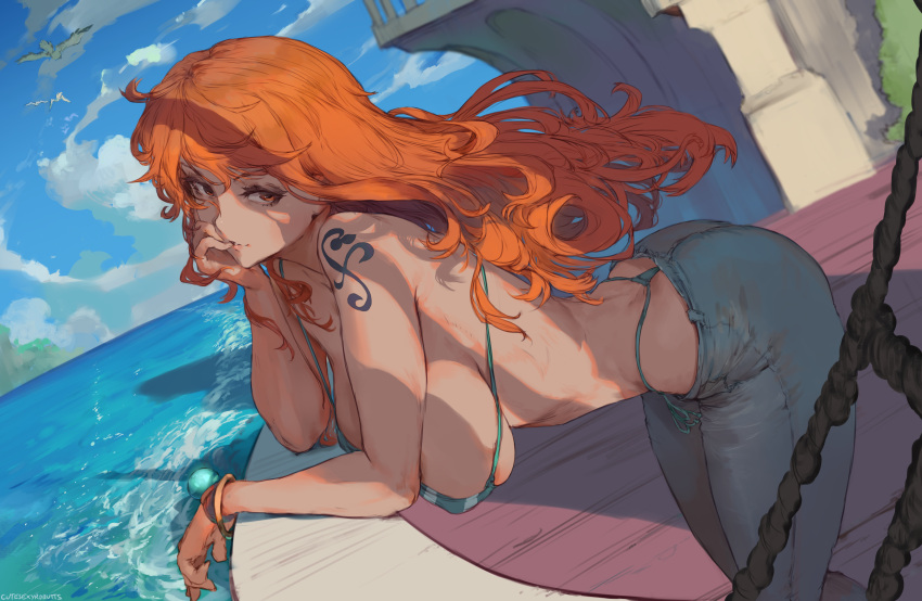 bikini_top cutesexyrobutts erect_nipples long_hair nami one_piece