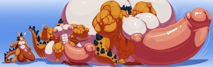 ! 2020 anthro balls balls_expansion bend_penis big_balls big_muscles big_penis bobert canid canine clothing erection expansion flexing fox fur genital_expansion genitals gradient_background grin growth growth_sequence huge_balls huge_muscles huge_penis hybrid hyper hyper_balls hyper_genitalia hyper_muscles hyper_pecs hyper_penis kaiju lagomorph leporid male mammal multicolored_body multicolored_fur muscle_growth muscular nipples nude pecs_growth penis penis_expansion pink_nipples pink_penis plantigrade rabbit sebastian_badgermancer simple_background smile solo speedo standing swimwear torn_clothing white_balls