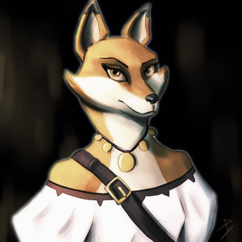 1:1 2020 akilae06 anthro armello belt brown_eyes canid canine clothed clothing female fox hi_res jewelry looking_at_viewer mammal necklace scarlet_(armello) solo video_games
