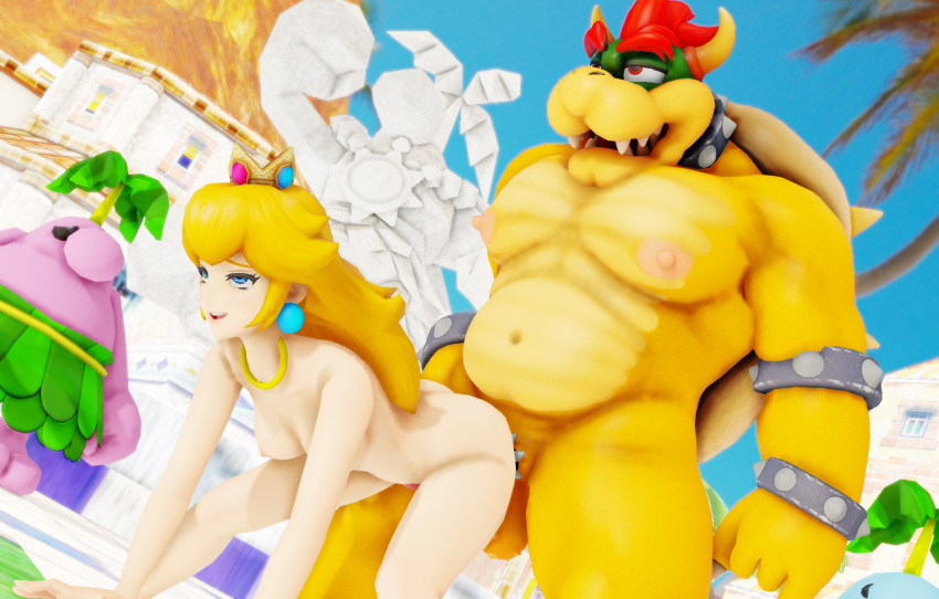 ambiguous_penetration anthro anthro_penetrating anthro_penetrating_human areola balls being_watched big_nose blonde_hair blue_eyes bowser breasts butt detailed_background exhibitionism female female_penetrated genitals group hair happy happy_sex hi_res horn human human_on_anthro human_penetrated humanoid interspecies koopa looking_at_another looking_pleasured male male/female male_penetrating male_penetrating_female malicekira mammal mario_bros navel nintendo nipples nude open_mouth penetration penile penile_penetration penis pianta princess_peach scalie sculpture sex shell spiked_balls spikes spikes_(anatomy) statue video_games