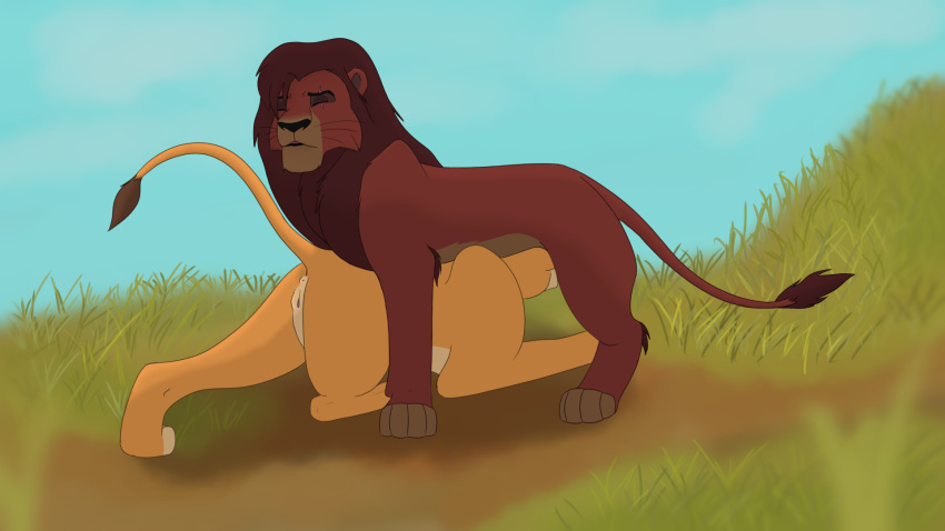 16:9 anonymous_artist disney duo felid fellatio female feral hi_res kiara kovu lion male male/female mammal oral pantherine penile servicing_from_below sex the_lion_king widescreen