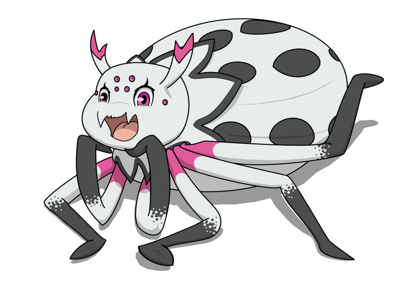 absurd_res alpha_channel arachnid arthropod cute_expression cute_eyes female hi_res innocent_expression innocent_smile kumo_desu_ga_nani_ka? kumoko laying_on_floor lying on_front solo spider