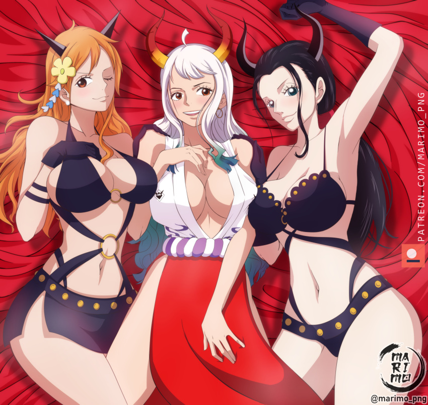 cleavage devil marimo nami nico_robin one_piece yamato_(one_piece)