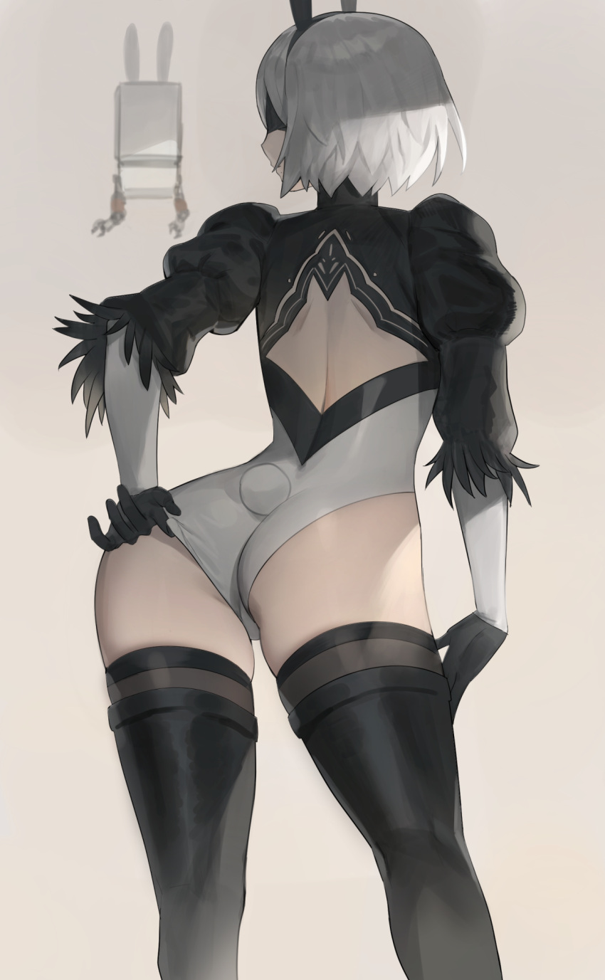 animal_ears ass bunny_ears hood_(james_x) nier_automata tail yorha_no.2_type_b