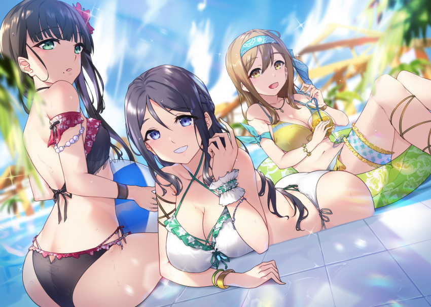 bikini kunikida_hanamaru kurosawa_dia love_live!_sunshine!! matsuura_kanan swimsuit yamaori_(yamaorimon)