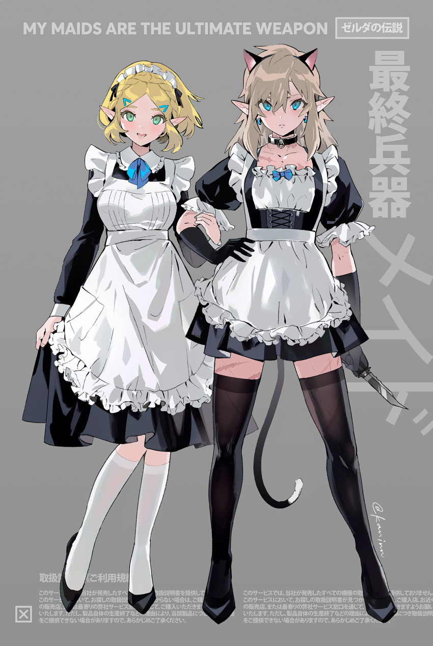 animal_ears crossdress link maid pointy_ears princess_zelda tagme the_legend_of_zelda:_breath_of_the_wild thighhighs