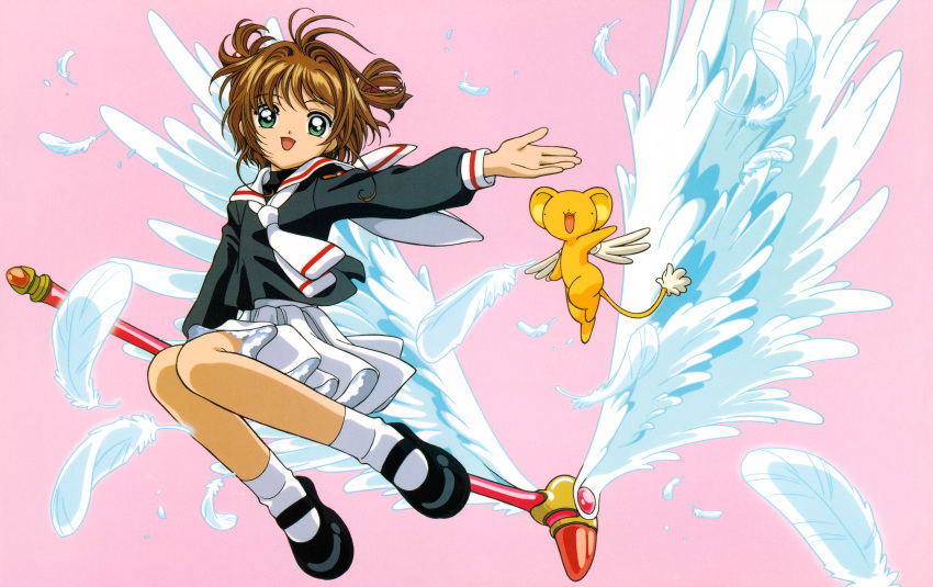 card_captor_sakura kerberos kinomoto_sakura madhouse seifuku tagme weapon wings