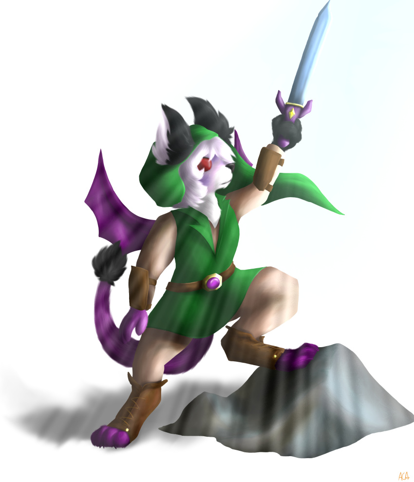acacia_dune alpha_channel anthro armor asha clothed clothing cosplay dragon heroic_pose hi_res hybrid link membrane_(anatomy) membranous_wings nintendo scalie simple_background solo the_legend_of_zelda transparent_background video_games wings