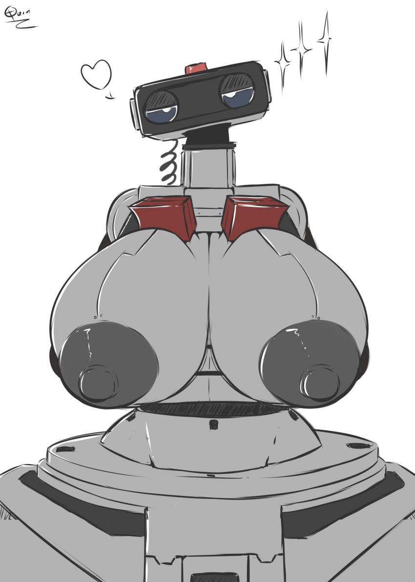 2019 absurd_res bedroom_eyes big_breasts breasts controller female front_view game_controller grey_body grey_nipples hand_on_breast hi_res humanoid looking_at_viewer machine narrowed_eyes nintendo nintendo_controller nintendo_entertainment_system nipples not_furry quin-nsfw r.o.b. robot robot_humanoid seductive solo video_games