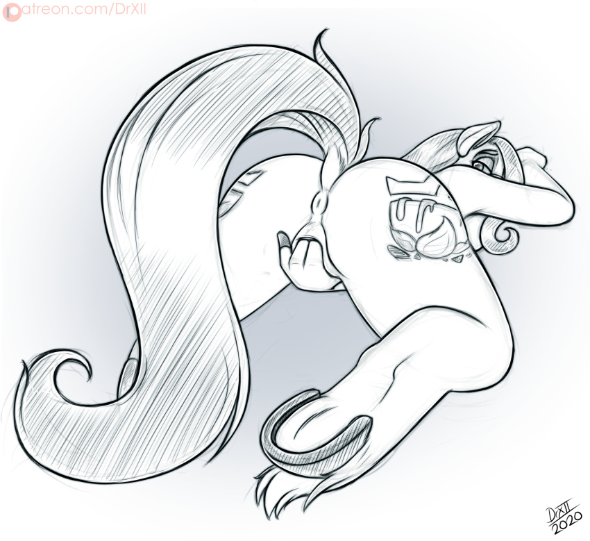 anthro butt cutie_mark digital_media_(artwork) drxii earth_pony equid equine fan_character female genitals hair hasbro hi_res horse ipsywitch ipsywitch_(tumblr) looking_back mammal masturbation my_little_pony penetration pony presenting pussy raised_tail simple_background solo