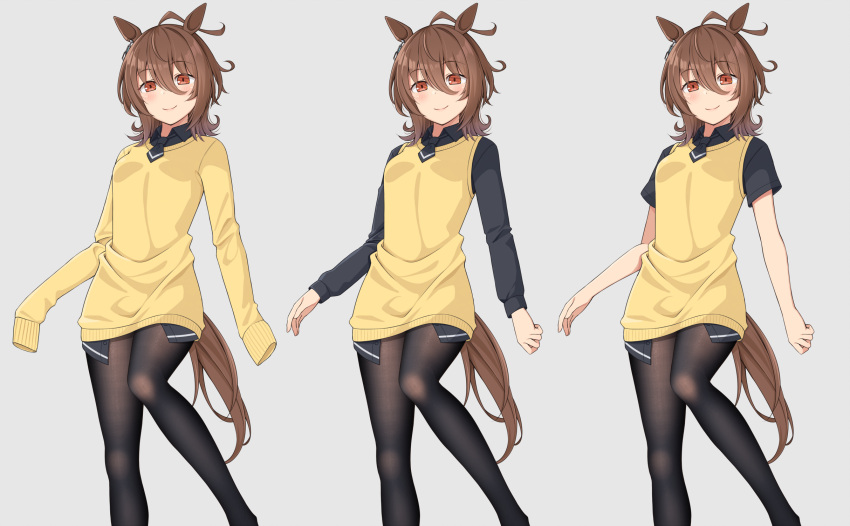 agnes_tachyon animal_ears gurande pantyhose sweater tagme uma_musume_pretty_derby