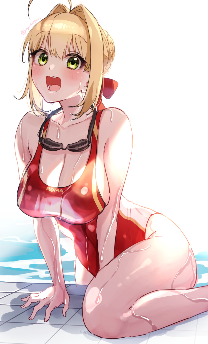 cleavage fate/extra fate/stay_night saber_extra swimsuits wet yayoimaka03