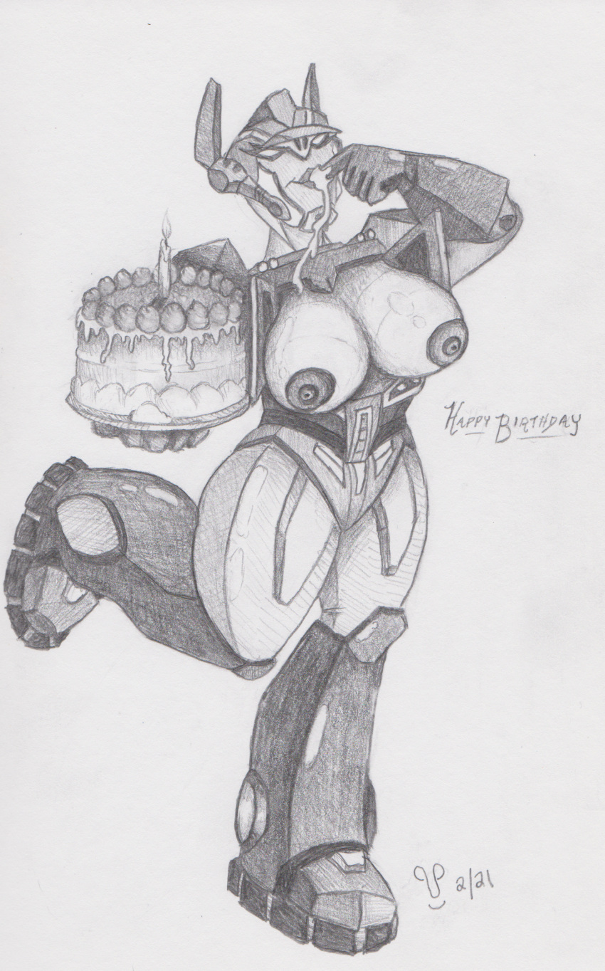absurd_res autobot big_breasts big_legs black_and_white breasts cake candle crossgender dessert exposed_breasts eyelashes female finger_fetish finger_in_mouth finger_play fingers food frosting frosting_in_mouth graphite_(artwork) happy_birthday hasbro hi_res humanoid lips lipstick machine makeup metallic_body monochrome not_furry on_one_leg optimus_prime paincilpent pencil_(artwork) pencil_sketch plantigrade pursed_lips robot robot_humanoid shiny_(disambiguation) solo standing takara_tomy thick_thighs traditional_media_(artwork) transformers transformers:_animated_(2007) wide_hips