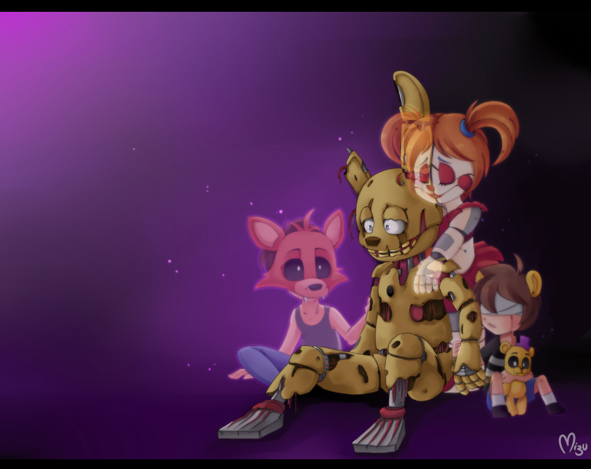 2020 :3 animal_humanoid animatronic anthro bandage bandage_on_face barefoot black_nose black_sclera blazemizu blind blue_eyes bodily_fluids bottomwear brother brown_hair brown_nose canid canine chris_(fnaf) circus_baby_(fnaf) clothed clothing contemplating corpse cosplay cowlick crying daughter death dilated_pupils endoskeleton exposed_endoskeleton eyelashes eyes_closed family fangs father father_and_child father_and_daughter father_and_son feet female five_nights_at_freddy's five_nights_at_freddy's_3 five_nights_at_freddy's_4 footwear fox foxy_(fnaf) from_behind_(disambiguation) frown fur ghost grey_body group hair half-closed_eyes hand_holding hand_on_arm hand_on_shoulder hat headgear headwear hi_res hug human humanoid lagomorph leporid lips long_ears long_hair looking_down machine male mammal mammal_humanoid mask michael_afton narrowed_eyes notched_ear on_ground open_mouth orange_hair pants parent parent_and_child pattern_clothing pattern_shirt pattern_topwear pigtails plush_fredbear_(fnaf) plushie purple_background rabbit red_body red_fur red_lips red_nose robot rosy_cheeks round_ears sad scar sharp_teeth shirt shoes short short_hair shorts sibling simple_background sister sister_location sitting size_difference skirt smile socks son spirit striped_clothing striped_shirt striped_topwear stripes tan_body tan_nose tan_skin tank_top tears teeth tongue toony top_hat topwear torn_arm torn_body torn_face torn_leg toy translucent translucent_body ursid ursid_humanoid video_games white_body white_eyes wire yellow_body yellow_teeth young