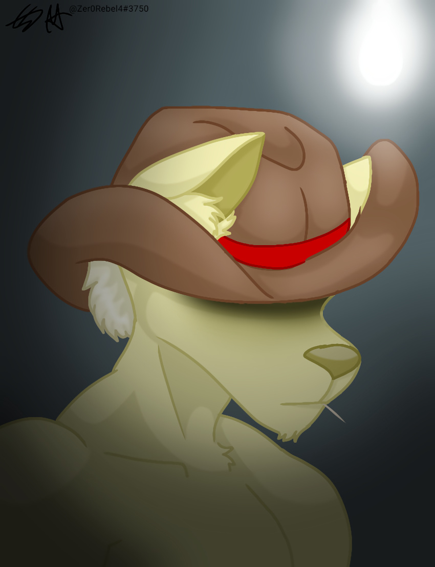 absurd_res anthro bird_dog blonde_hair bust_portrait canid canine canis clothing cowboy cowboy_hat digital_drawing_(artwork) digital_media_(artwork) domestic_dog facial_tuft frown fur fuzzy golden_retriever great_dane hair hat headgear headwear hi_res hunting_dog hybrid light lightbulb male mammal mastiff menancing molosser muscular muscular_anthro muscular_male portrait prick_ears retriever shaded shadow shadow_on_face shirtless solo southern stanley_(zer0rebel4) three-quarter_portrait toothpick yellow_body yellow_fur zer0rebel4